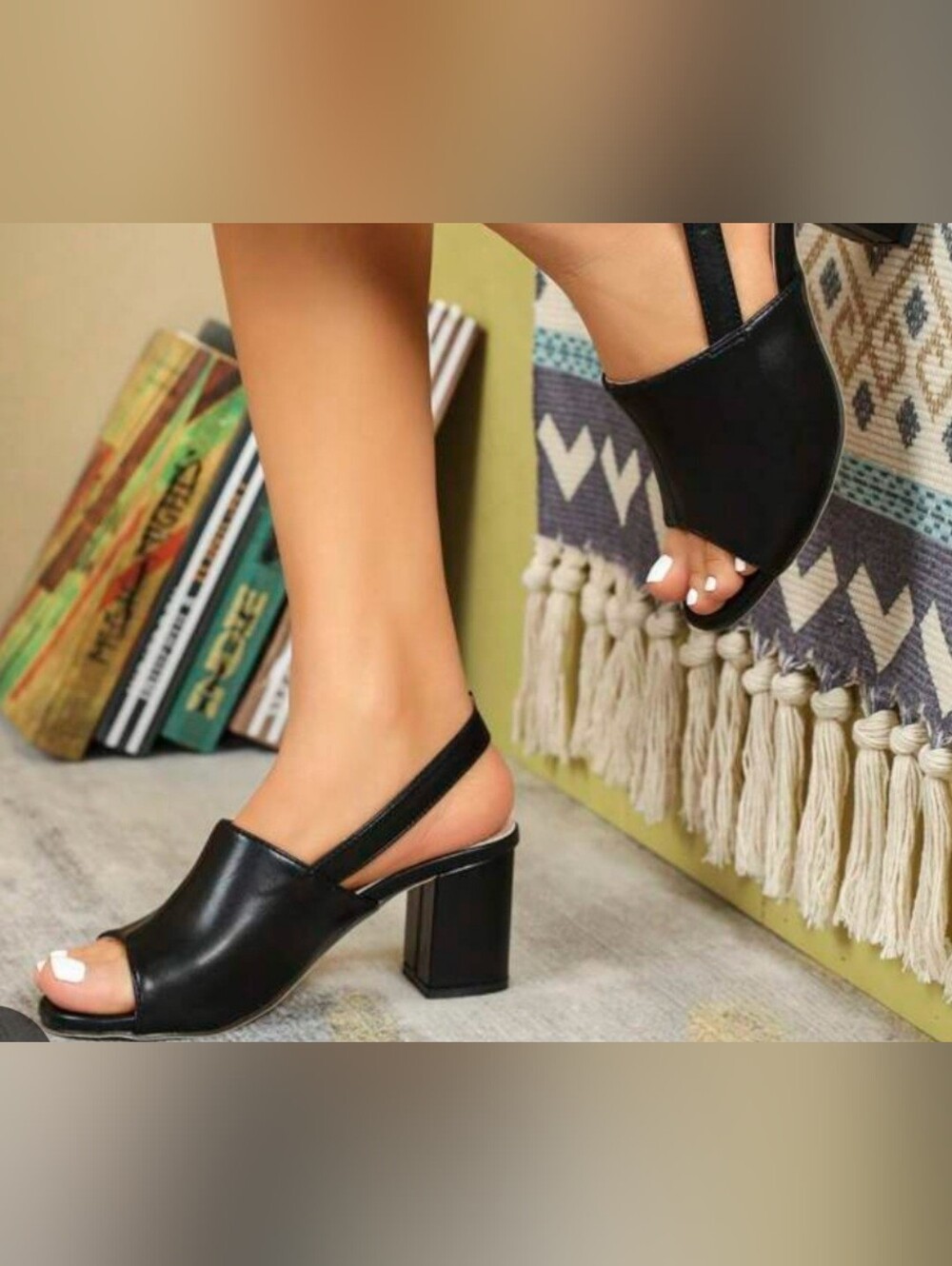 Women's Slingback Ankle Strap Peep-Toe Mules Sandals by Ankie. Size 8.5